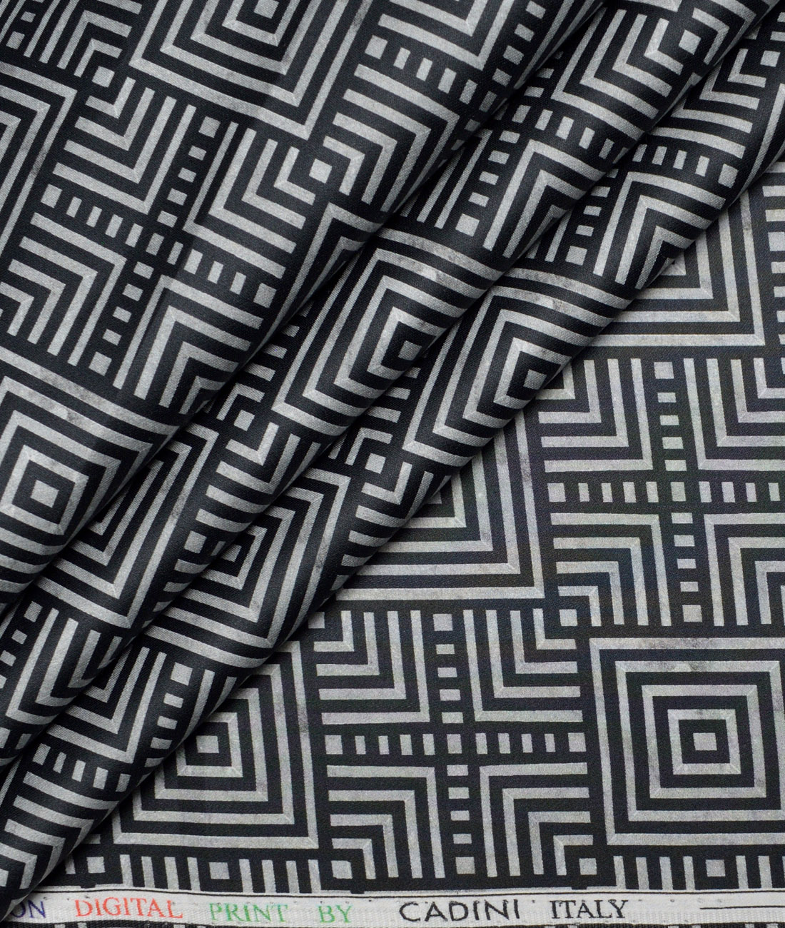 Cadini Italy Premium Cotton Printed Shirting Fabric (Black & Grey) Cadini Italy Premium Cotton Printed Shirting Fabric (Black & Grey)