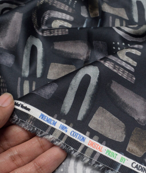 Cadini Italy  Premium Cotton Printed Shirting Fabric (Dark Navy Blue)