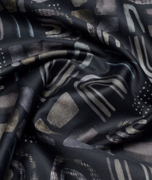 Cadini Italy  Premium Cotton Printed Shirting Fabric (Dark Navy Blue)