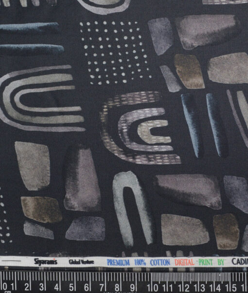 Cadini Italy  Premium Cotton Printed Shirting Fabric (Dark Navy Blue)