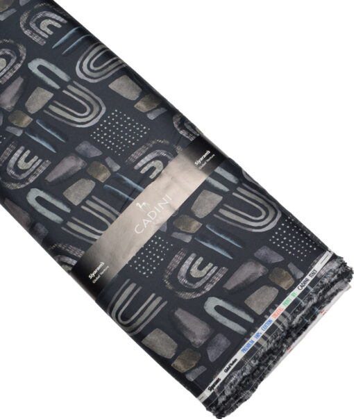 Cadini Italy  Premium Cotton Printed Shirting Fabric (Dark Navy Blue)