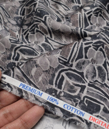 Cadini Italy  Premium Cotton Printed Shirting Fabric (Grey)