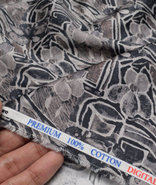 Cadini Italy  Premium Cotton Printed Shirting Fabric (Grey)