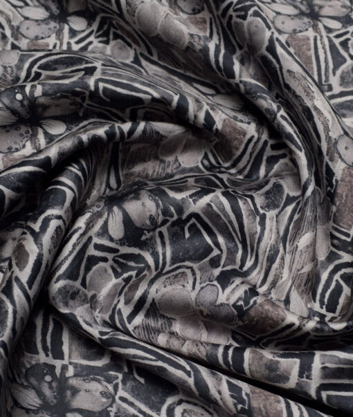 Cadini Italy  Premium Cotton Printed Shirting Fabric (Grey)