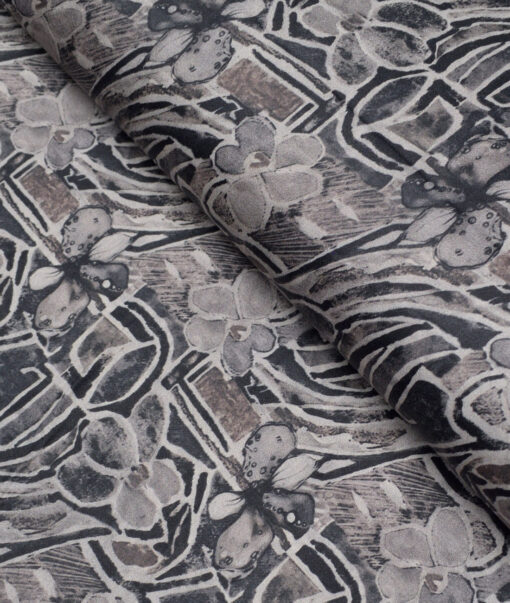Cadini Italy  Premium Cotton Printed Shirting Fabric (Grey)