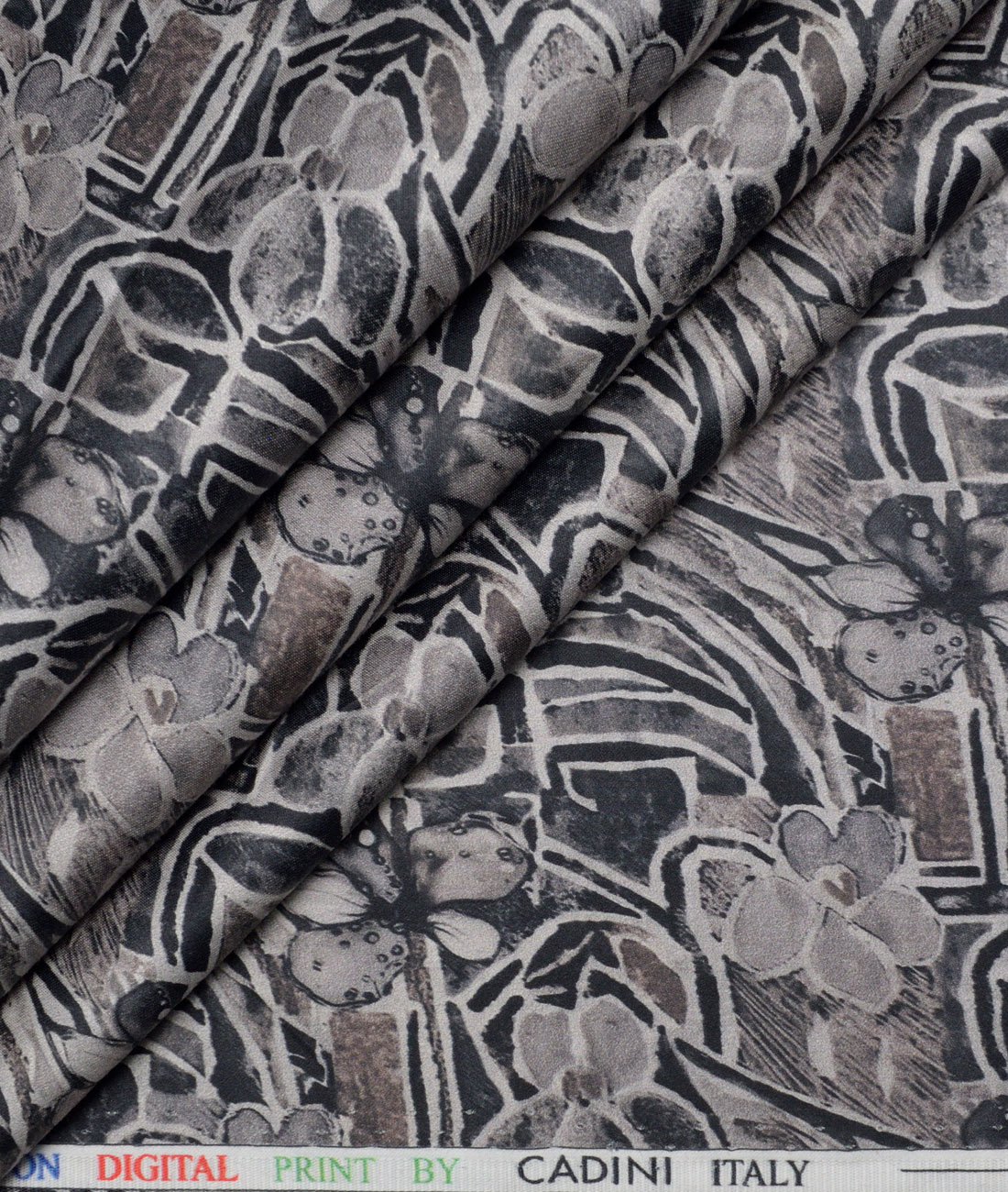 Cadini Italy Premium Cotton Printed Shirting Fabric (Grey) Cadini Italy Premium Cotton Printed Shirting Fabric (Grey)