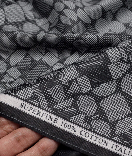 Canetti Italy  Superfine Cotton Printed Shirting Fabric (Black & White)