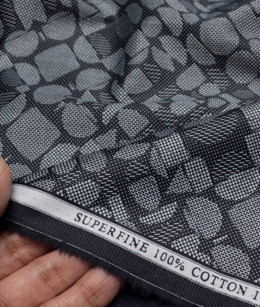 Canetti Italy  Superfine Cotton Printed Shirting Fabric (Dark Navy Blue)
