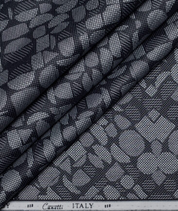 Canetti Italy  Superfine Cotton Printed Shirting Fabric (Dark Navy Blue)