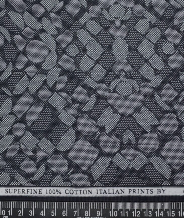 Canetti Italy  Superfine Cotton Printed Shirting Fabric (Dark Navy Blue)