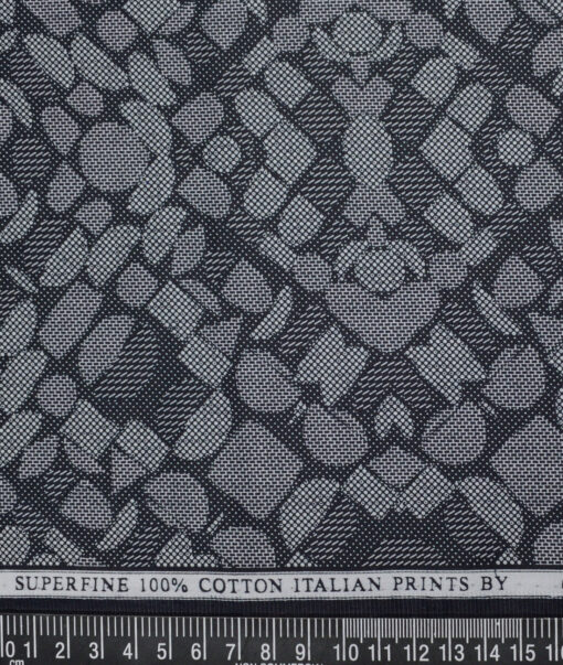 Canetti Italy  Superfine Cotton Printed Shirting Fabric (Dark Navy Blue)