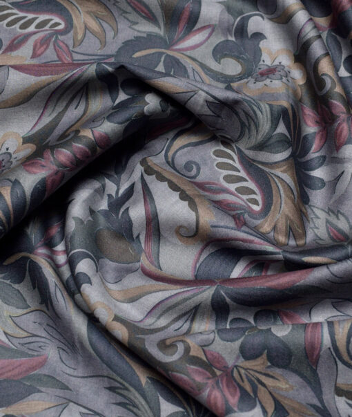 Canetti Italy  Superfine Cotton Printed Shirting Fabric (Grey)