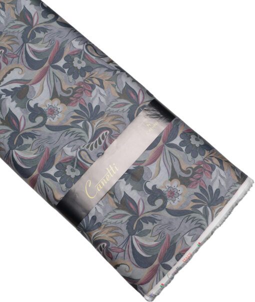 Canetti Italy  Superfine Cotton Printed Shirting Fabric (Grey)