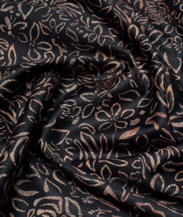 Cavalero Italy  Superfine Cotton Printed Shirting Fabric (Black & Brown)