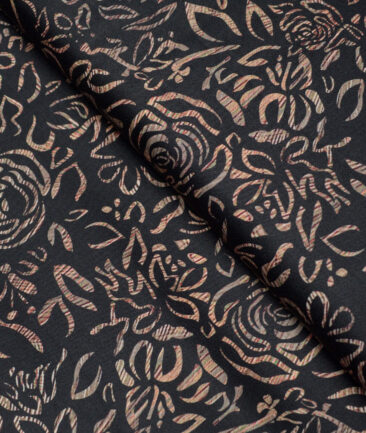 Cavalero Italy  Superfine Cotton Printed Shirting Fabric (Black & Brown)