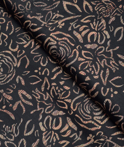 Cavalero Italy  Superfine Cotton Printed Shirting Fabric (Black & Brown)