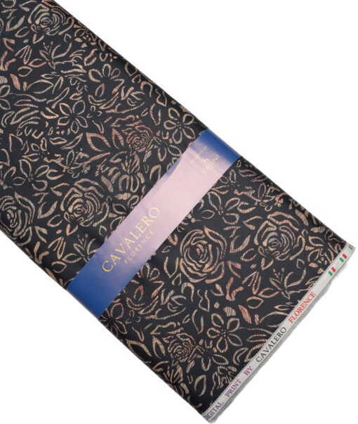 Cavalero Italy  Superfine Cotton Printed Shirting Fabric (Black & Brown)