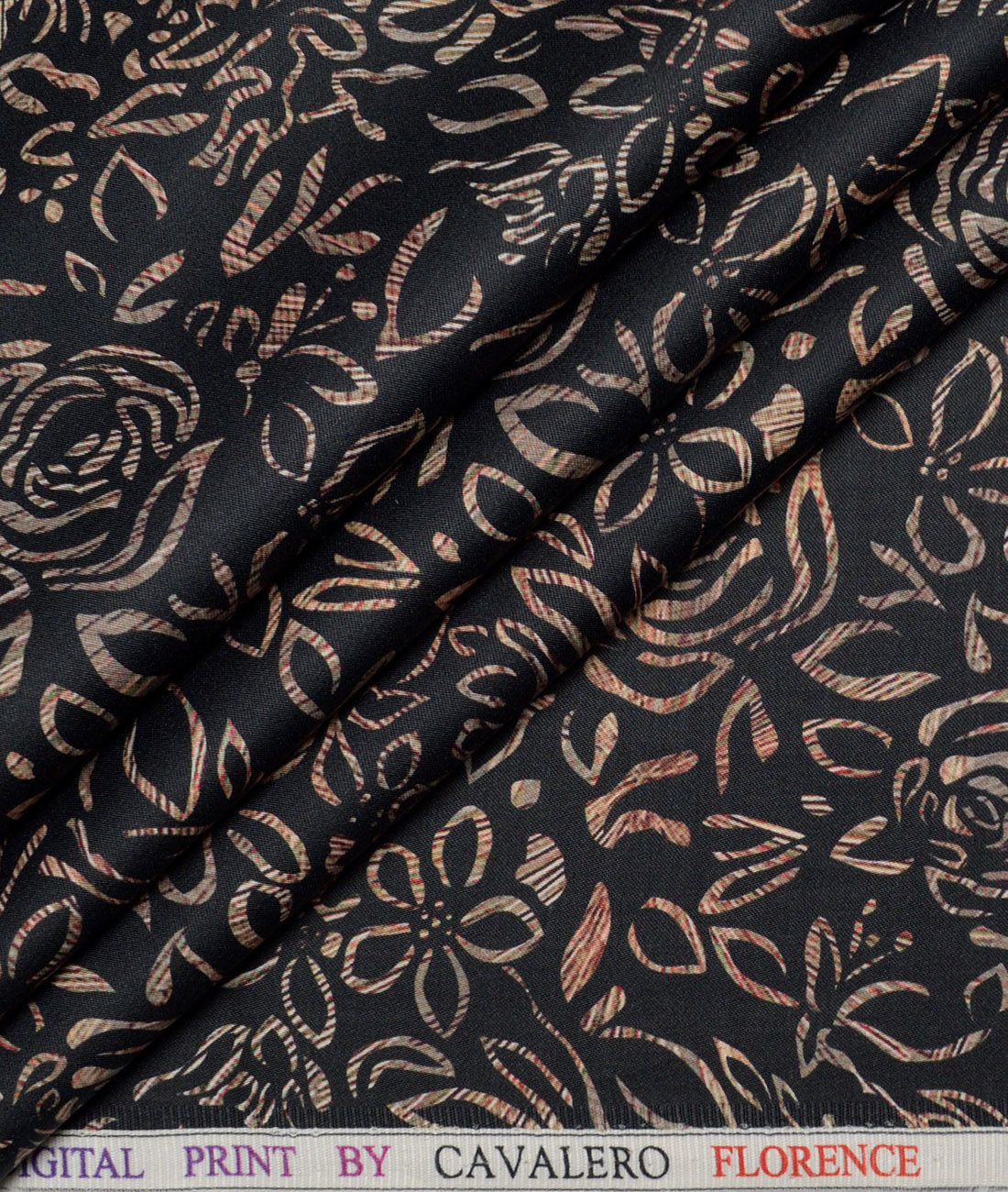 Cavalero Italy Superfine Cotton Printed Shirting Fabric (Black & Brown) Cavalero Italy Superfine Cotton Printed Shirting Fabric (Black & Brown)