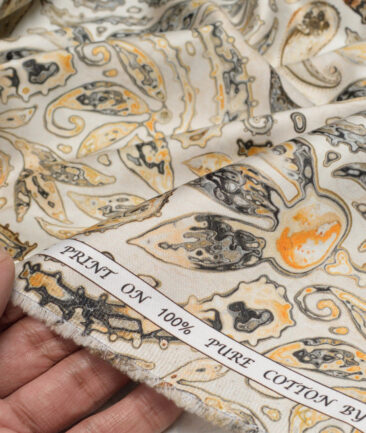J.Hampstead  Pure Cotton Printed Shirting Fabric (Beige)