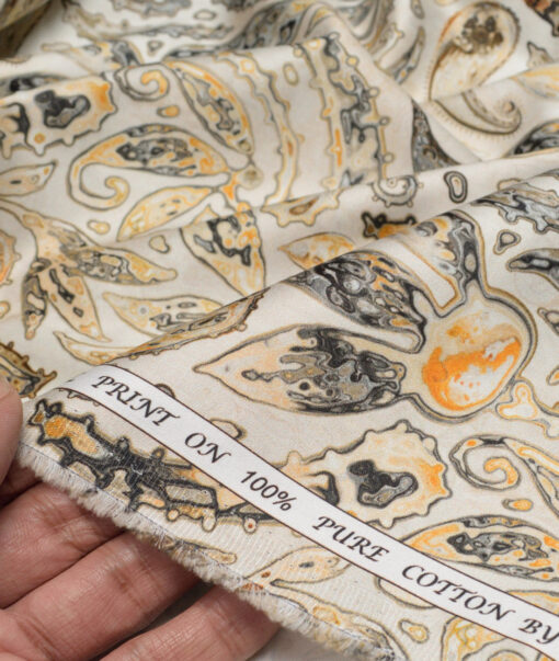 J.Hampstead  Pure Cotton Printed Shirting Fabric (Beige)
