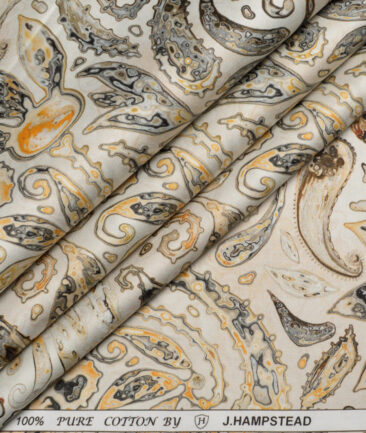 J.Hampstead  Pure Cotton Printed Shirting Fabric (Beige)