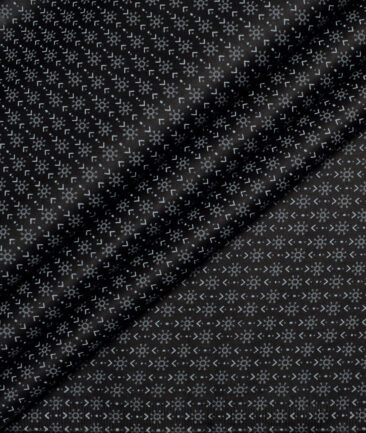 Monza  Luxury Cotton Printed Shirting Fabric (Black & Grey)