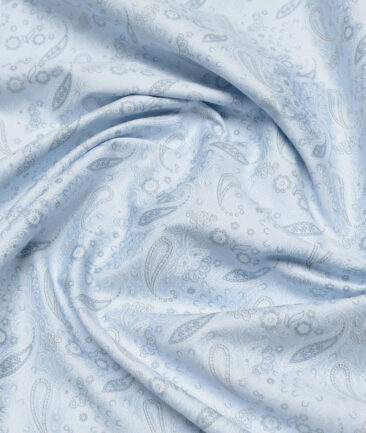 Monza  Luxury Cotton Printed Shirting Fabric (Sky Blue)