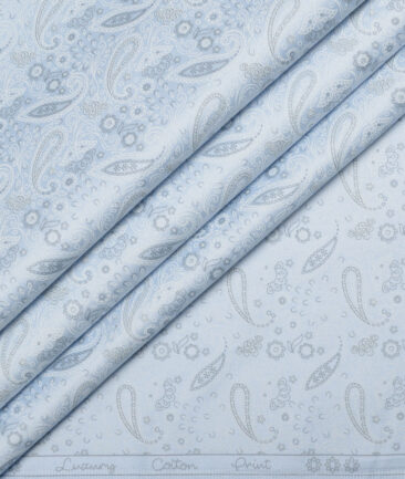 Monza  Luxury Cotton Printed Shirting Fabric (Sky Blue)
