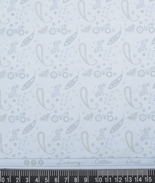 Monza  Luxury Cotton Printed Shirting Fabric (Sky Blue)