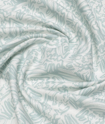 Monza  Luxury Cotton Printed Shirting Fabric (White & Green)