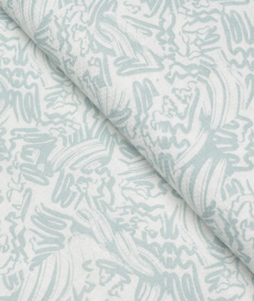 Monza  Luxury Cotton Printed Shirting Fabric (White & Green)