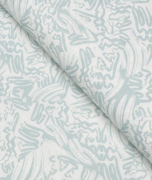 Monza  Luxury Cotton Printed Shirting Fabric (White & Green)