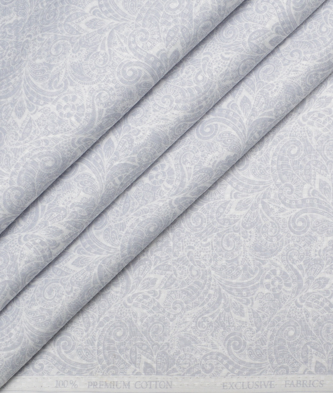 Monza Luxury Cotton Printed Shirting Fabric (White & Grey) Monza Luxury Cotton Printed Shirting Fabric (White & Grey)
