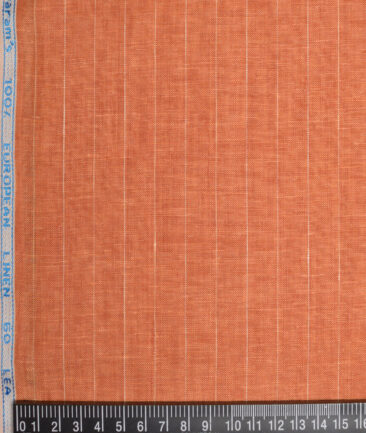 Siyaram's 60 LEA European Linen Striped Shirting Fabric (Blazer Orange)