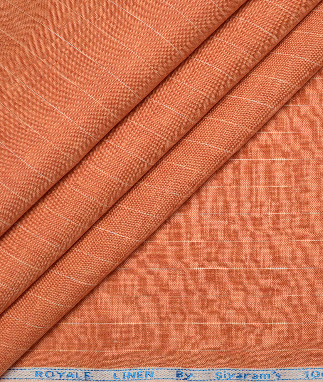 Siyaram's 60 LEA European Linen Striped Shirting Fabric (Blazer Orange) Siyaram's 60 LEA European Linen Striped Shirting Fabric (Blazer Orange)