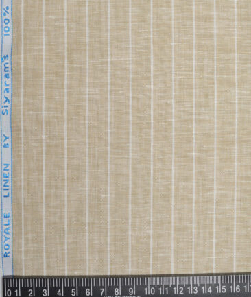 Siyaram's 60 LEA Pure Linen Striped Shirting Fabric (Natural Beige)