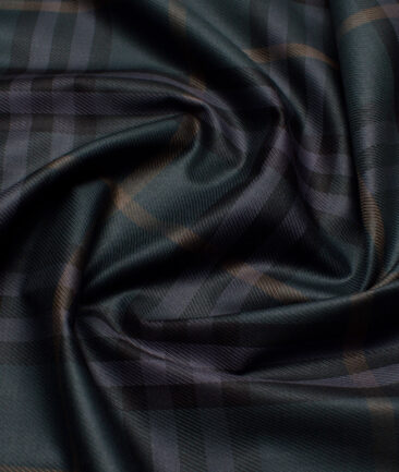 Soktas  Giza Cotton Checks Shirting Fabric (Dark Green)