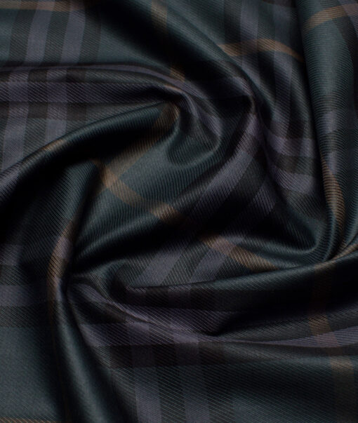 Soktas  Giza Cotton Checks Shirting Fabric (Dark Green)