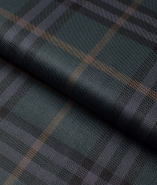 Soktas  Giza Cotton Checks Shirting Fabric (Dark Green)
