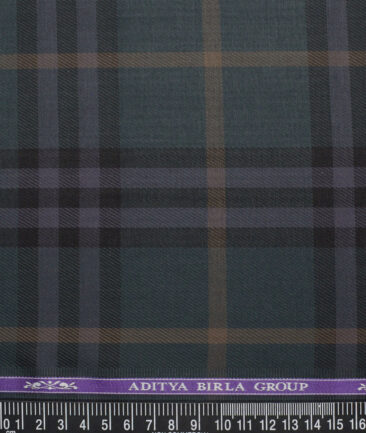 Soktas  Giza Cotton Checks Shirting Fabric (Dark Green)