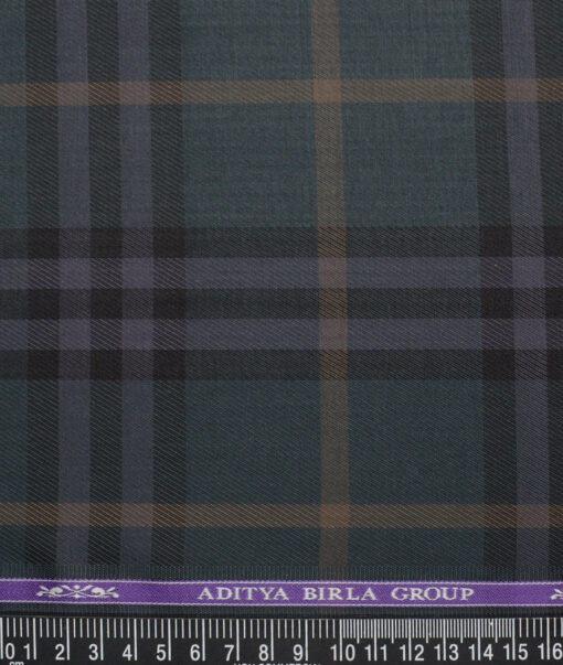 Soktas  Giza Cotton Checks Shirting Fabric (Dark Green)
