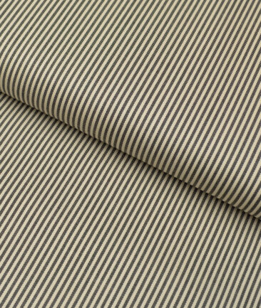 Soktas  Giza Cotton Striped Shirting Fabric (Cream & Black)