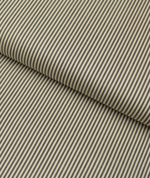 Soktas  Giza Cotton Striped Shirting Fabric (Cream & Black)