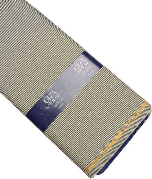 Soktas  Giza Cotton Striped Shirting Fabric (Cream & Black)