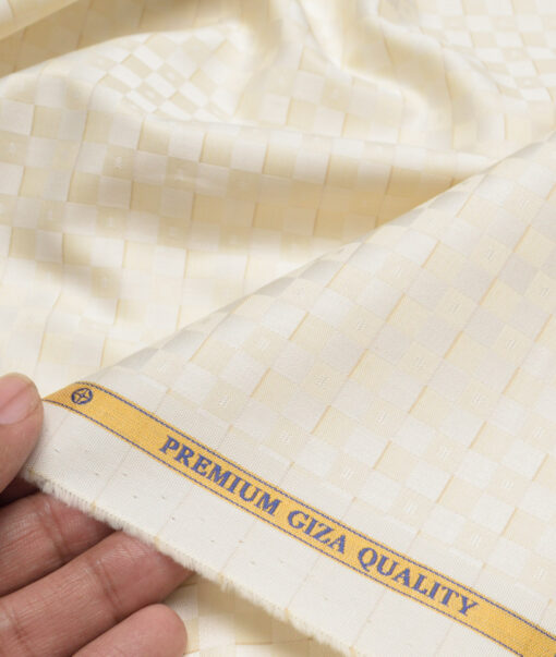 Soktas  Giza Cotton Self Design Shirting Fabric (Cream)