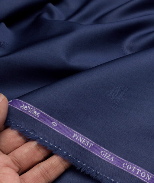 Soktas  Giza Cotton Self Design Shirting Fabric (Dark Royal Blue)