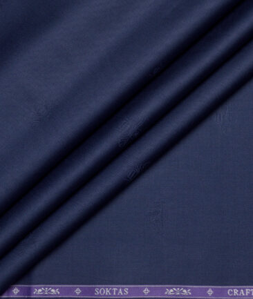 Soktas  Giza Cotton Self Design Shirting Fabric (Dark Royal Blue)
