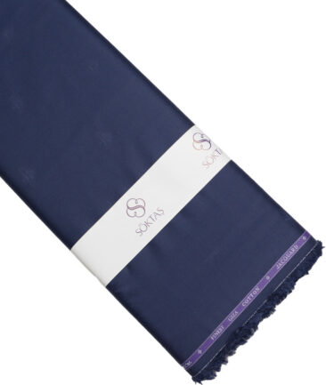 Soktas  Giza Cotton Self Design Shirting Fabric (Dark Royal Blue)