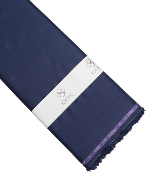 Soktas  Giza Cotton Self Design Shirting Fabric (Dark Royal Blue)