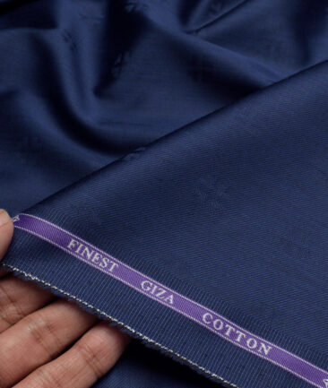 Soktas  Giza Cotton Self Design Shirting Fabric (Dark Royal Blue)